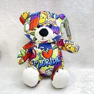 New TEDDY BEAR Graffiti Plushology I LOVE FLORIDA Stuffed Plush Toy 13" Colorful